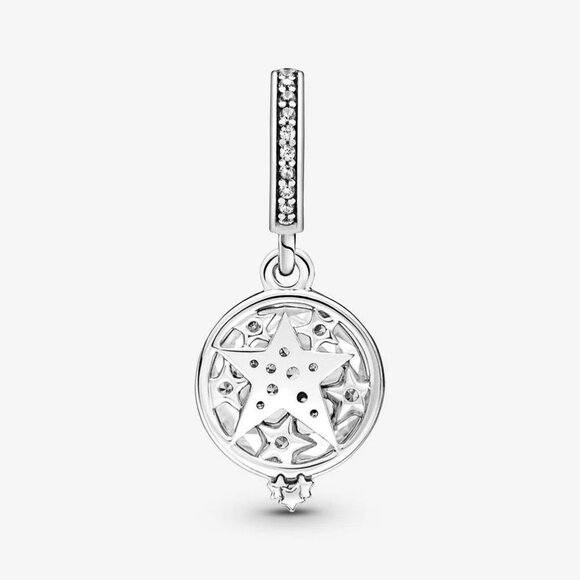PANDORA Magnified Star Double Dangle Charm Sterling Silver Celestial - Picture 2 of 8